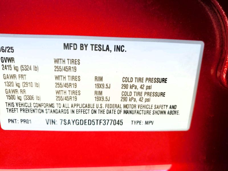 2026 Tesla Model Y მანქანა იყიდება აუქციონზე, vin: 7SAYGDED5TF377045, აუქციონის ნომერი: 58926936