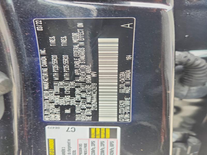 55037006 :رقم المزاد ، 2T2HZMAA4NC242919 vin ، 2022 Lexus Rx مزاد بيع