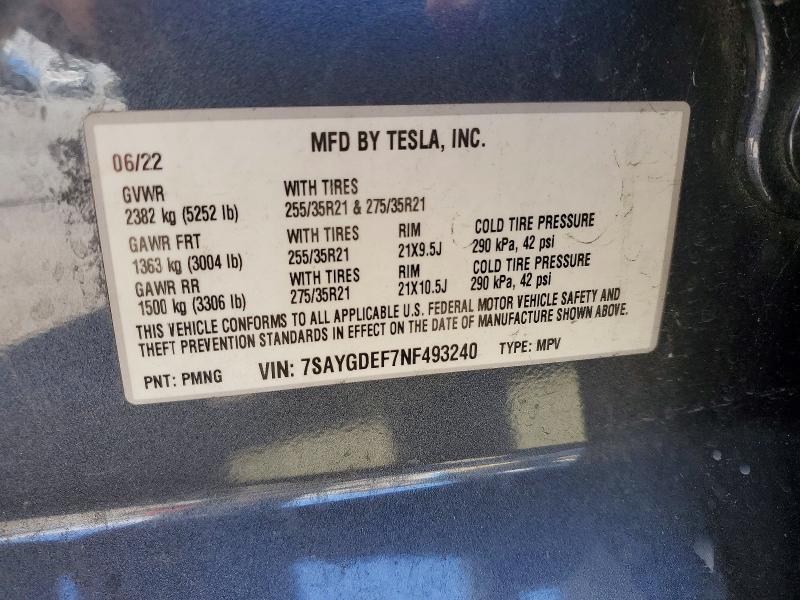 Продаж на аукціоні авто 2022 Tesla Model Y, vin: 7SAYGDEF7NF493240, номер лоту: 58436286