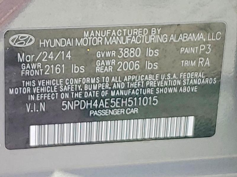 56886186 :رقم المزاد ، 5NPDH4AE5EH511015 vin ، 2014 Hyun Elantra مزاد بيع