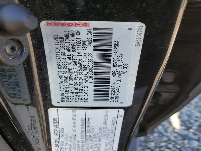 58483086 :رقم المزاد ، JTDBF30K820028139 vin ، 2002 Toyota Camry مزاد بيع