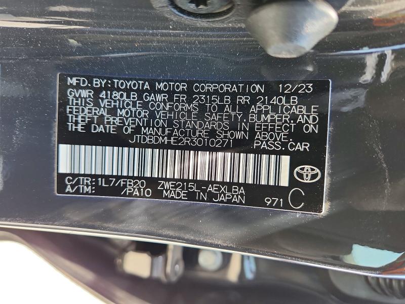 Продажа на аукционе авто 2024 Toyota Corolla Hybrid, vin: JTDBDMHE2R3010271, номер лота: 58152656
