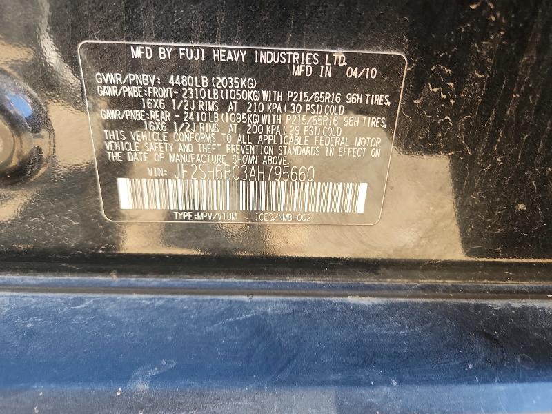 Продажа на аукционе авто 2010 Subaru Forester, vin: JF2SH6BC3AH795660, номер лота: 55625226