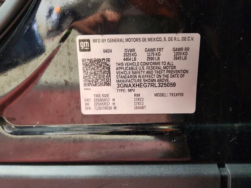 Aukcja sprzedaży 2024 Chevrolet Equinox, vin: 3GNAXHEG7RL325059, numer aukcji: 58870036