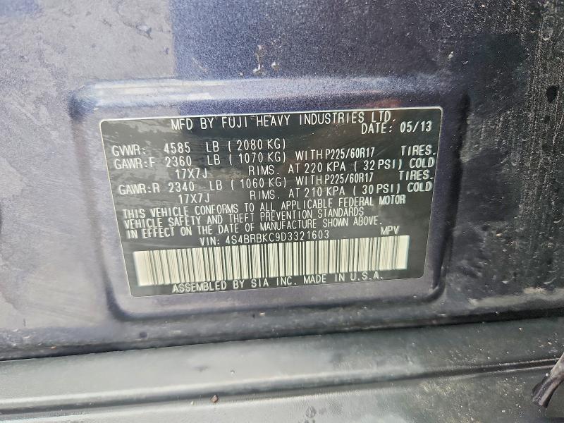 Продажа на аукционе авто 2013 Subaru Outback, vin: 4S4BRBKC9D3321603, номер лота: 57220436
