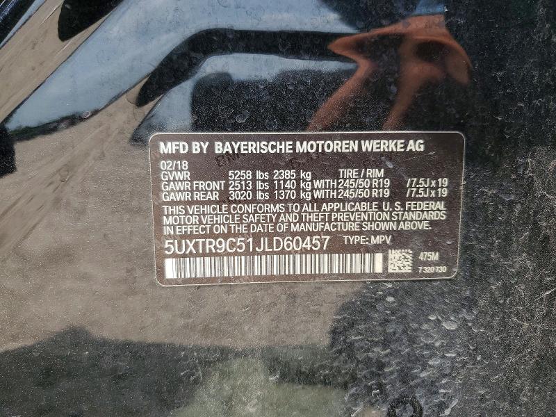 57435676 :رقم المزاد ، 5UXTR9C51JLD60457 vin ، 2018 Bmw X3 مزاد بيع
