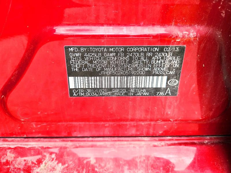 Продаж на аукціоні авто 2013 Lexus Is, vin: JTHBF5C2XD5192200, номер лоту: 57869026