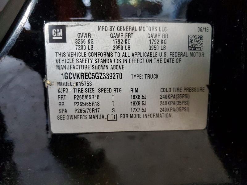 Aukcja sprzedaży 2016 Chevrolet Silverado, vin: 1GCVKREC5GZ339270, numer aukcji: 56860346