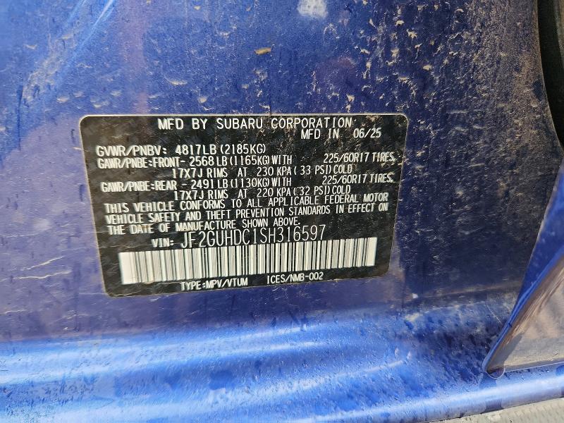 Aukcja sprzedaży 2025 Subaru Crosstrek, vin: JF2GUHDC1SH316597, numer aukcji: 59018756