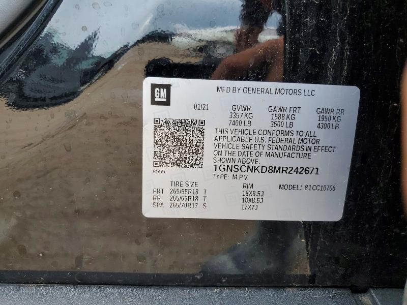 Auction sale of the 2021 Chevrolet Tahoe, vin: 1GNSCNKD8MR242671, lot number: 56489976