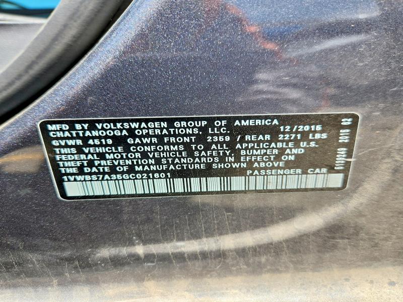 Aukcja sprzedaży 2016 Volkswagen Passat, vin: 1VWBS7A35GC021601, numer aukcji: 56370426