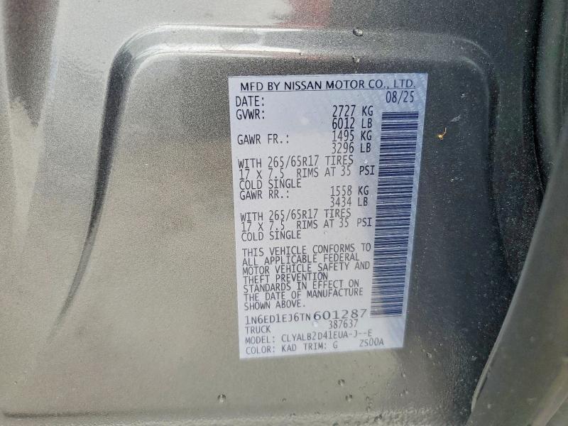 Продажа на аукционе авто 2026 Nissan Frontier, vin: 1N6ED1EJ6TN601287, номер лота: 57587506