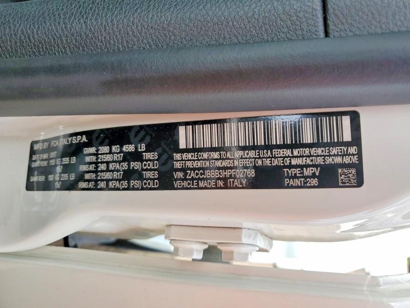 Aukcja sprzedaży 2017 Jeep Renegade, vin: ZACCJBBB3HPF02768, numer aukcji: 55534456