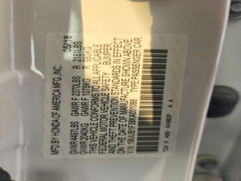 Aukcja sprzedaży 2019 Acura Tlx, vin: 19UUB1F38KA001088, numer aukcji: 58369936