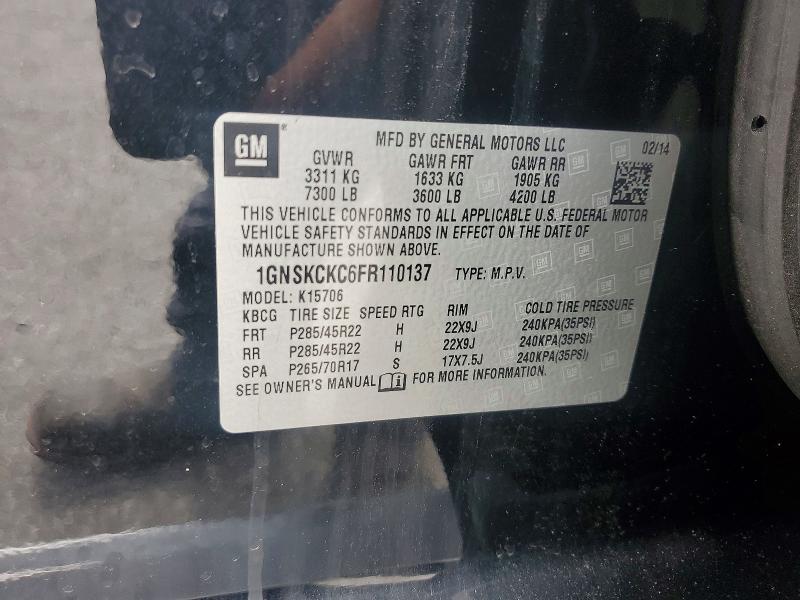 Продажа на аукционе авто 2015 Chevrolet Tahoe, vin: 1GNSKCKC6FR110137, номер лота: 58696716