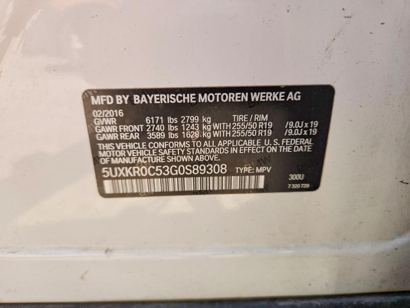 58194046 :رقم المزاد ، 5UXKR0C53G0S89308 vin ، 2016 Bmw X5 مزاد بيع