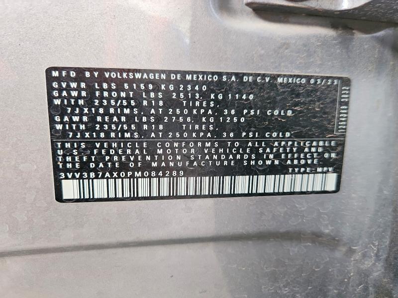 59605496 :رقم المزاد ، 3VV3B7AX0PM084289 vin ، 2023 Volkswagen Tiguan مزاد بيع