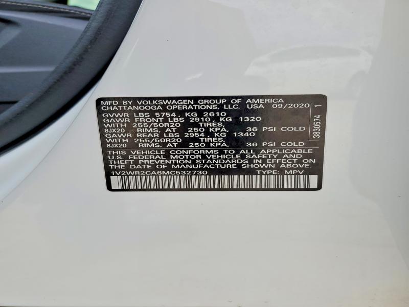 Продажа на аукционе авто 2021 Volkswagen Atlas, vin: 1V2WR2CA6MC532730, номер лота: 54963336