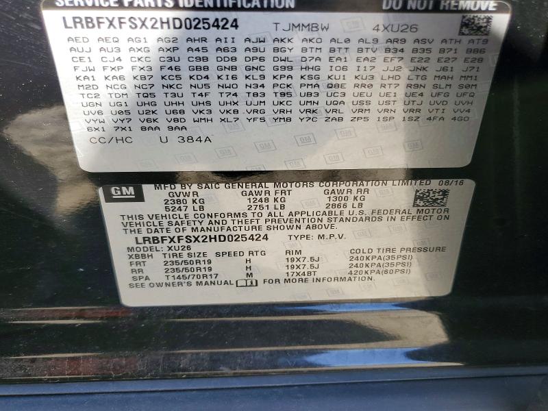 Aukcja sprzedaży 2017 Buick Envision, vin: LRBFXFSX2HD025424, numer aukcji: 59134506