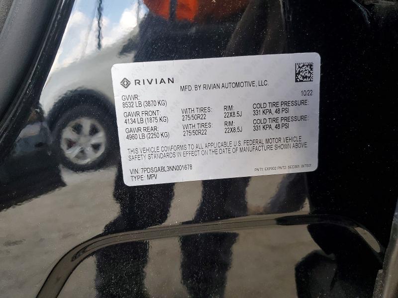 Aukcja sprzedaży 2022 Rivian R1s, vin: 7PDSGABL3NN001678, numer aukcji: 57069216