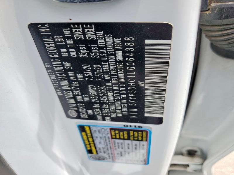 2020 Kia Telluride მანქანა იყიდება აუქციონზე, vin: 5XYP5DHC1LG064388, აუქციონის ნომერი: 54461156