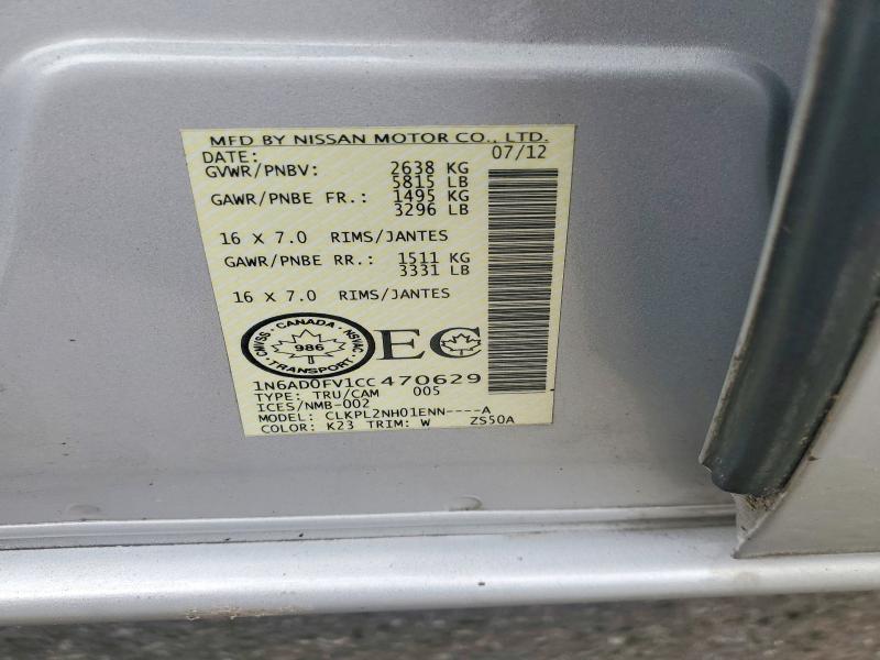 56054916 :رقم المزاد ، 1N6AD0FV1CC470629 vin ، 2012 Nissan Frontier مزاد بيع
