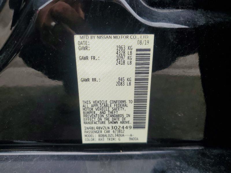 Aukcja sprzedaży 2020 Nissan Altima, vin: 1N4BL4BV2LN302449, numer aukcji: 58067926