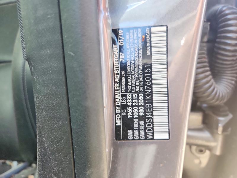 2019 Mercedes-benz Cla მანქანა იყიდება აუქციონზე, vin: WDDSJ4EB1KN760151, აუქციონის ნომერი: 62343496