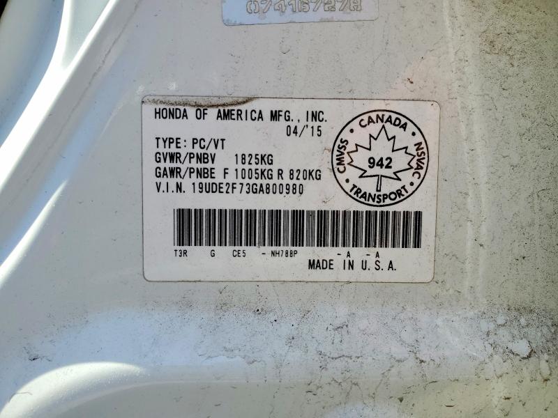 57357876 :رقم المزاد ، 19UDE2F73GA800980 vin ، 2016 Acura Ilx مزاد بيع