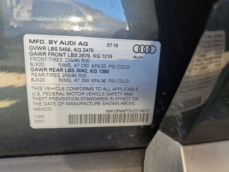 Продаж на аукціоні авто 2018 Audi Q5, vin: WA1BNAFY3J2214610, номер лоту: 57933946