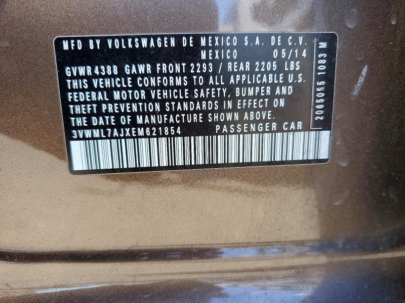 Aukcja sprzedaży 2014 Volkswagen Jetta, vin: 3VWML7AJXEM621854, numer aukcji: 56122146