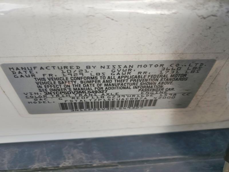 2021 Nissan Kicks მანქანა იყიდება აუქციონზე, vin: 3N1CP5DV3ML549327, აუქციონის ნომერი: 56123146