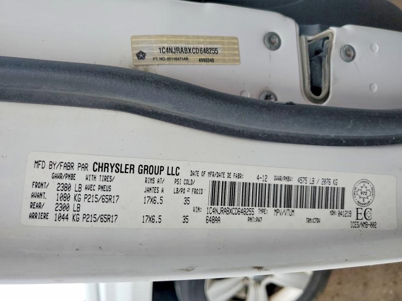 Продажа на аукционе авто 2012 Jeep Patriot, vin: 1C4NJRABXCD648255, номер лота: 58718306