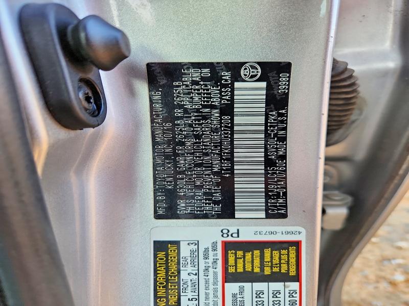 57972646 :رقم المزاد ، 4T1BF1FK0HU337208 vin ، 2017 Toyota Camry مزاد بيع