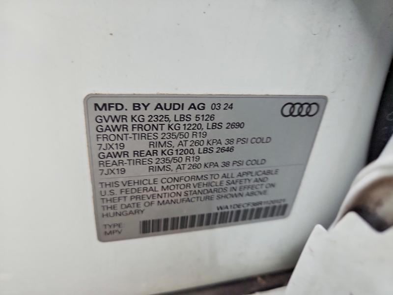 Aukcja sprzedaży 2024 Audi Q3, vin: WA1DECF38R1120121, numer aukcji: 57827706