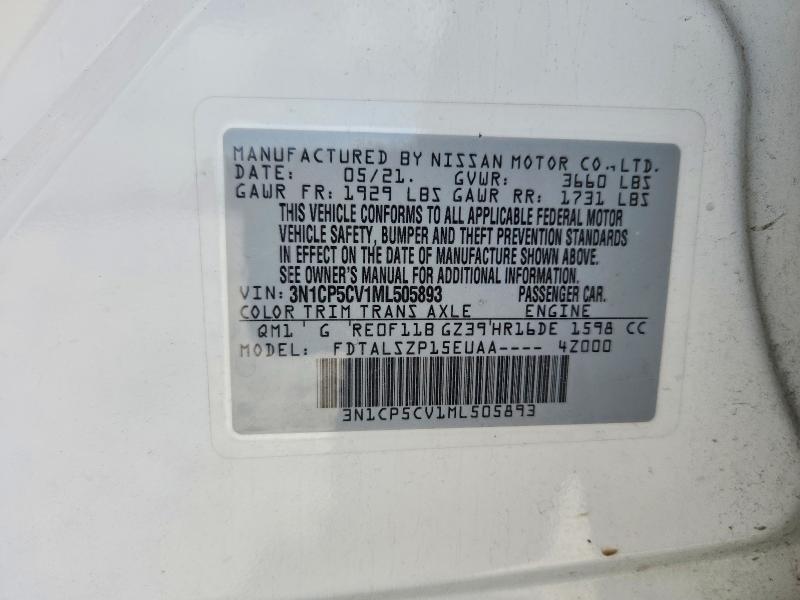 57265606 :رقم المزاد ، 3N1CP5CV1ML505893 vin ، 2021 Nissan Kicks مزاد بيع