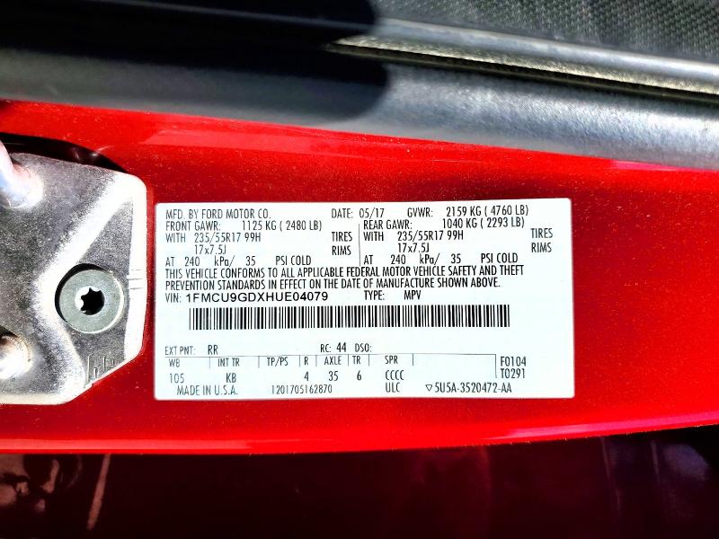 58401536 :رقم المزاد ، 1FMCU9GDXHUE04079 vin ، 2017 Ford Escape مزاد بيع