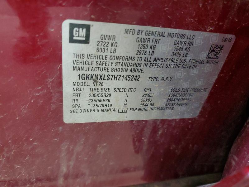 Aukcja sprzedaży 2017 Gmc Acadia, vin: 1GKKNXLS7HZ145242, numer aukcji: 56578866