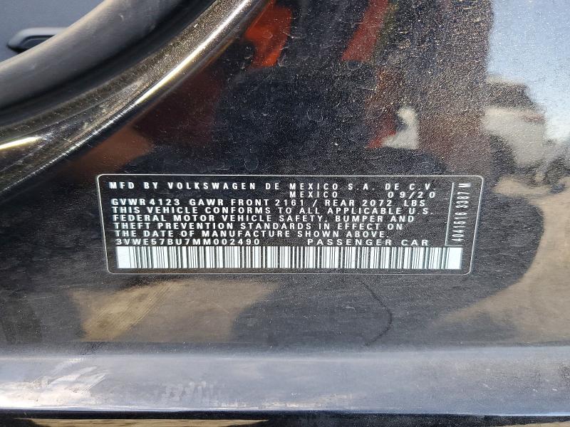 Aukcja sprzedaży 2021 Volkswagen Jetta, vin: 3VWE57BU7MM002490, numer aukcji: 57707536