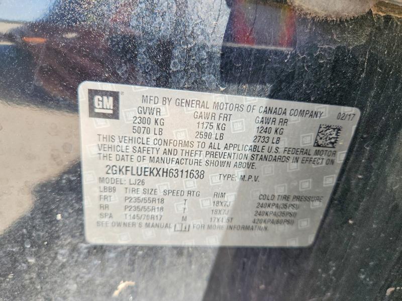 55713866 :رقم المزاد ، 2GKFLUEKXH6311638 vin ، 2017 Gmc Terrain مزاد بيع