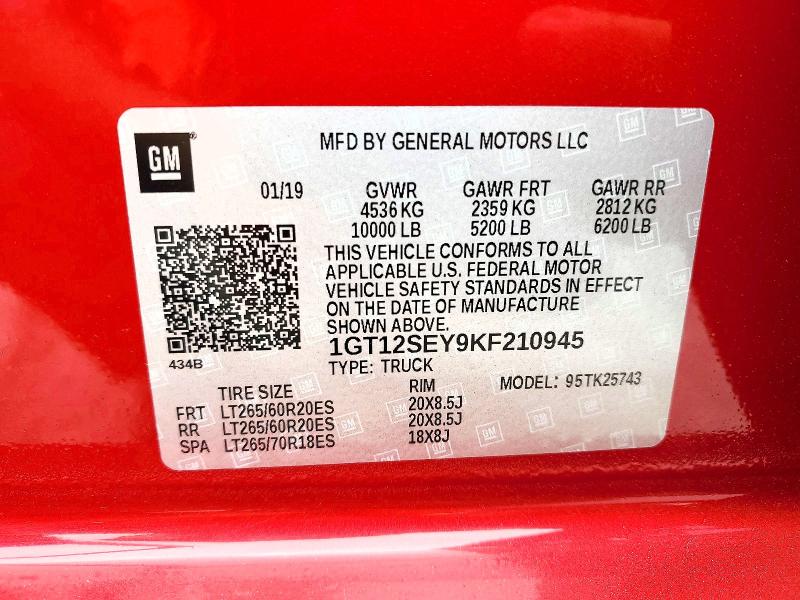 Продажа на аукционе авто 2019 Gmc Sierra, vin: 1GT12SEY9KF210945, номер лота: 85616445