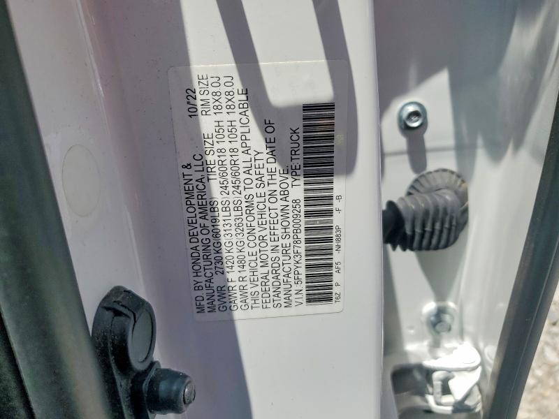 56894656 :رقم المزاد ، 5FPYK3F78PB009258 vin ، 2023 Honda Ridgeline مزاد بيع