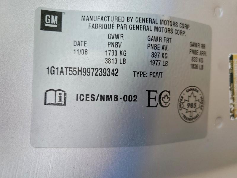 Продаж на аукціоні авто 2009 Chevrolet Cobalt, vin: 1G1AT55H997239342, номер лоту: 56821286