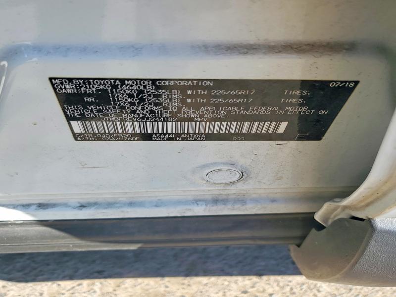 55865106 :رقم المزاد ، JTMBFREV6JJ244182 vin ، 2018 Toyota Rav4 مزاد بيع