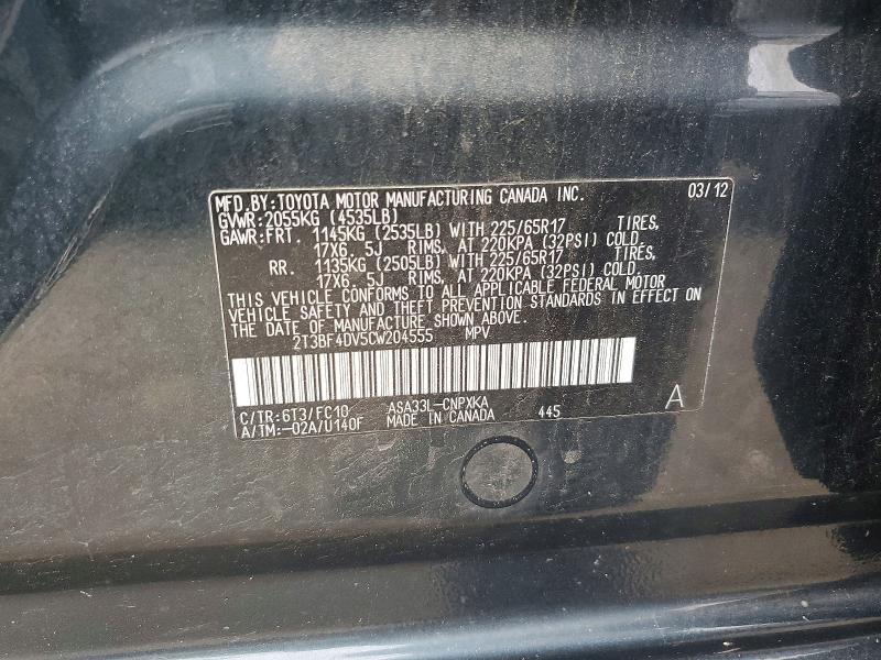 Продаж на аукціоні авто 2012 Toyota Rav4, vin: 2T3BF4DV5CW204555, номер лоту: 56661676