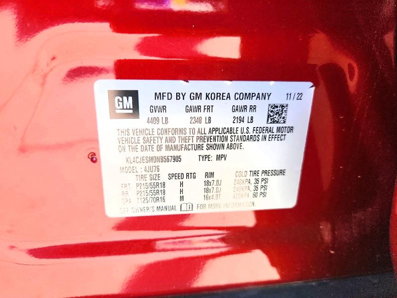 56153006 :رقم المزاد ، KL4CJESM0NB567905 vin ، 2022 Buick Encore مزاد بيع
