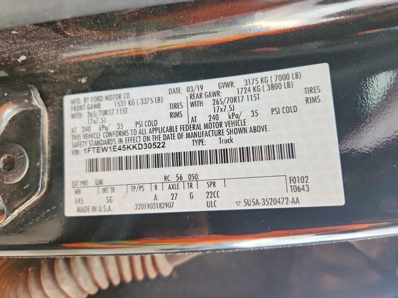 Aukcja sprzedaży 2019 Ford F150, vin: 1FTEW1E45KKD30522, numer aukcji: 56360806