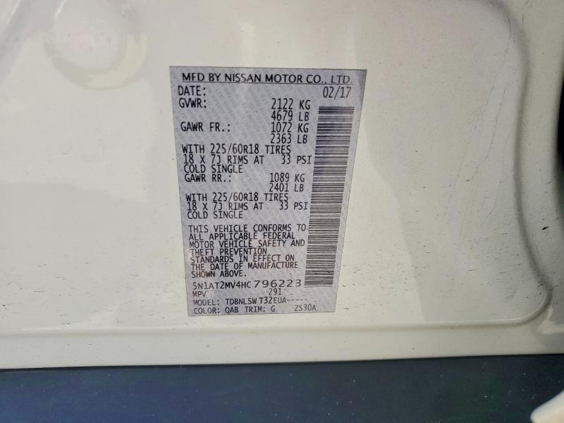 Продажа на аукционе авто 2017 Nissan Rogue, vin: 5N1AT2MV4HC796223, номер лота: 55740386