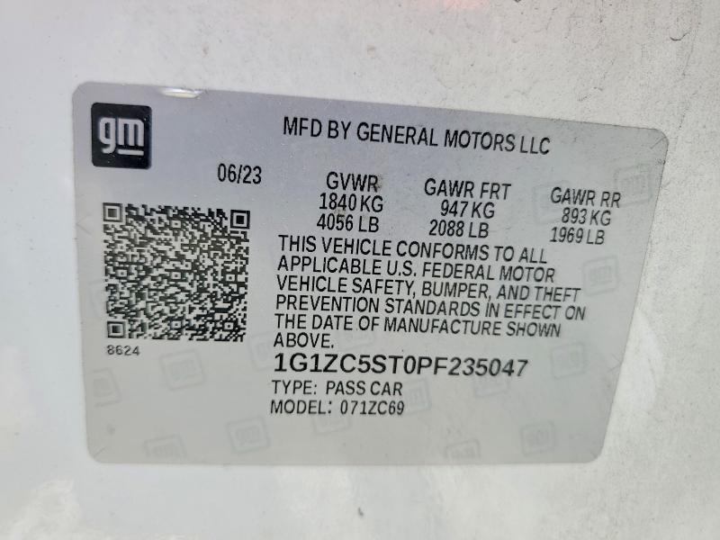 58498396 :رقم المزاد ، 1G1ZC5ST0PF235047 vin ، 2023 Chevrolet Malibu مزاد بيع
