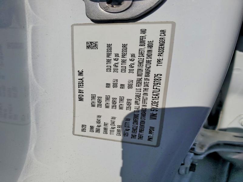 Aukcja sprzedaży 2020 Tesla Model 3, vin: 5YJ3E1EA7LF797875, numer aukcji: 58433806